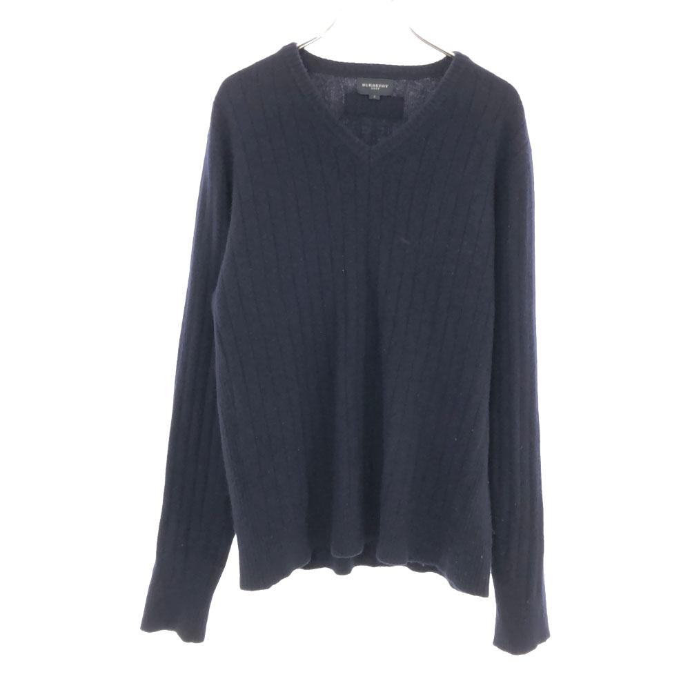 Burberry Made In Japan Sanyo Shokai Wool Blend Golf Long Sleeve V Neck Sweater Men's Used