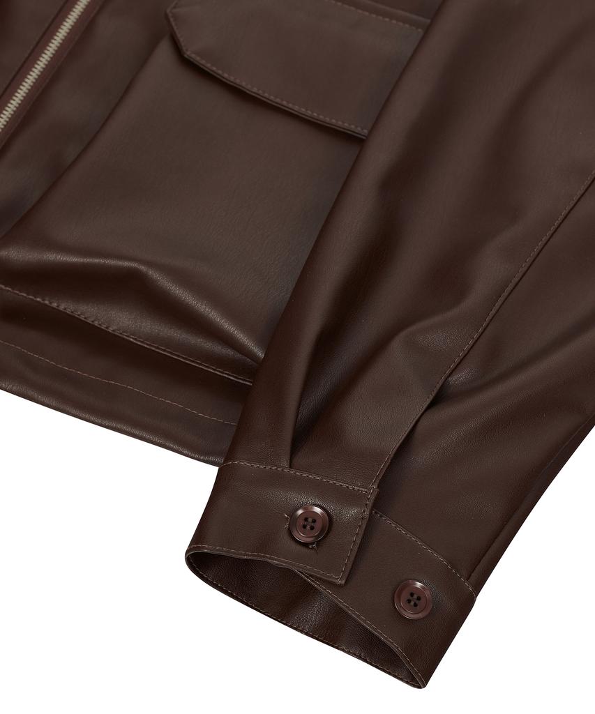Ironyporno Whiteline 86-Iro086 [Renewal] Cruelty-Free Single Collared Leather Jacket Brown