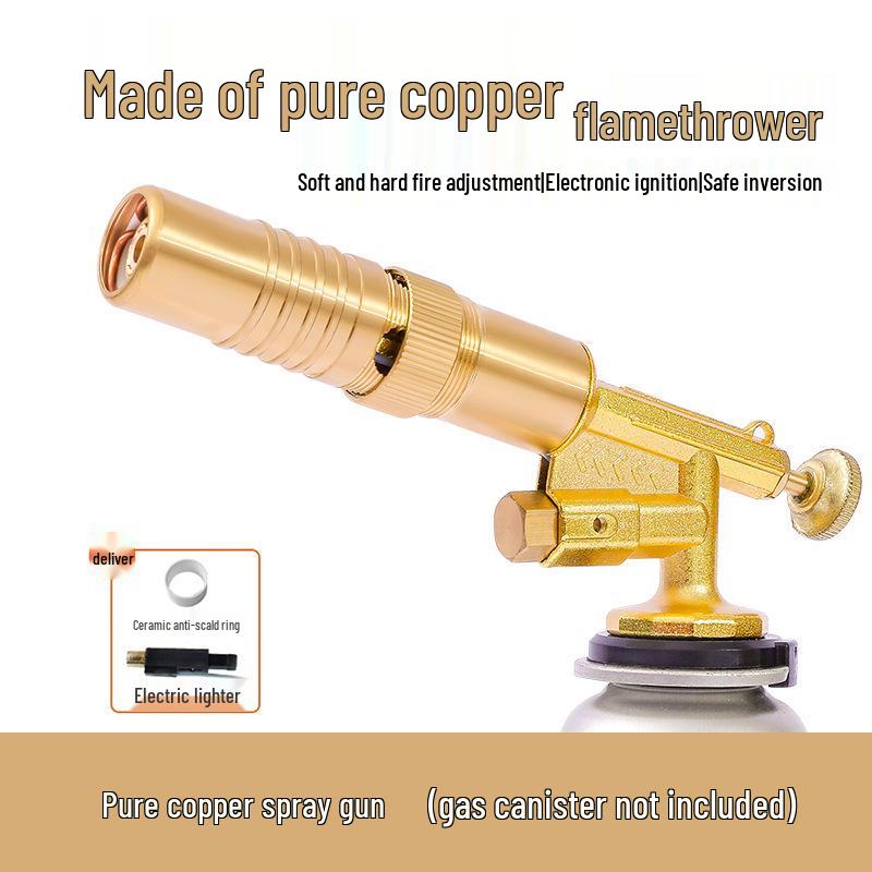 All Copper Flame Torch for Gas Cartridge - Handheld Blowtorch for Pig Hair Removal