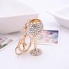 Fashion Shiny Rhinestone Wine Cup Keychain Keyring Decor Bag Key Pendant