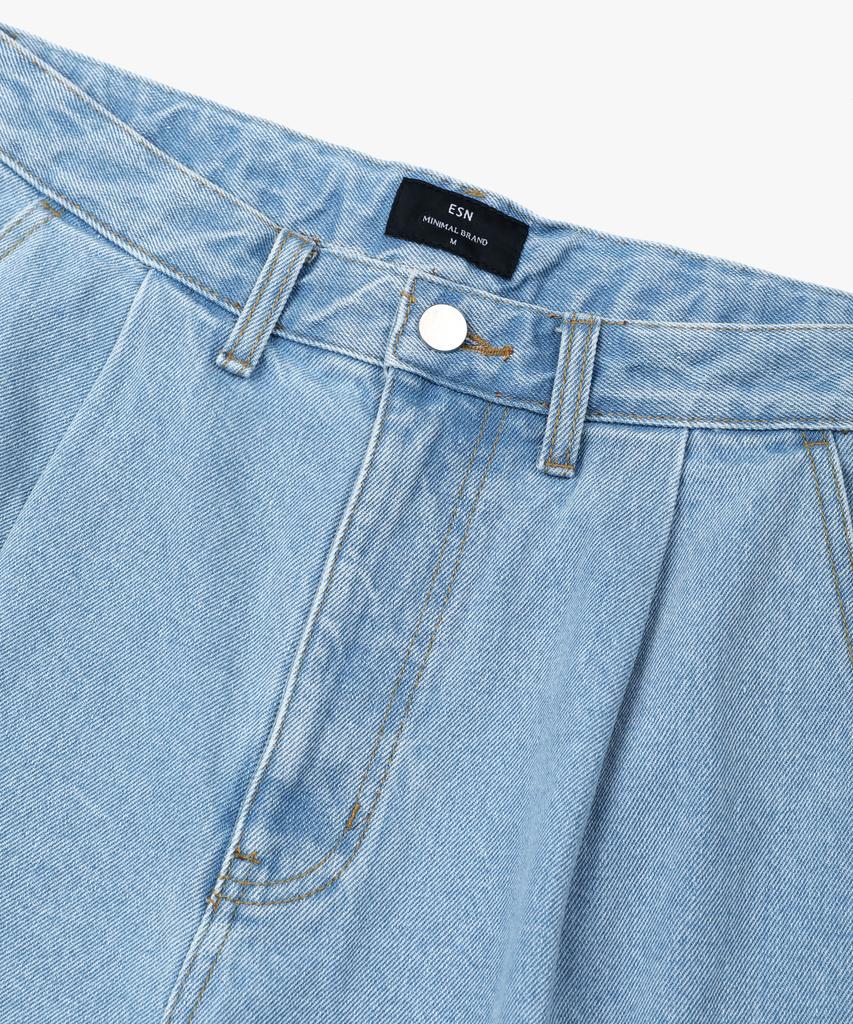 ESN Essential One-Pleat Denim Shorts Light Blue