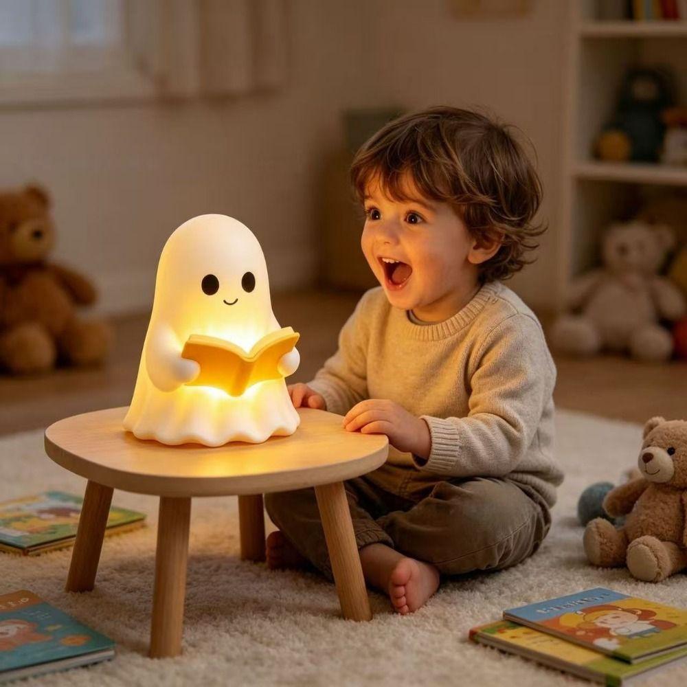 Ghost Design Halloween Decoration Lamp Portable Enchanting Ghost Night Light Bedroom Lighting