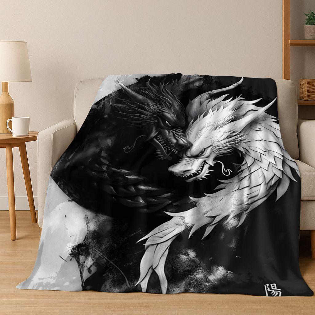 Nature Balance Yin Yang Tai Chi Black White Energy Flannel Blanket,Cozy Soft Throw Blanket for Home Bedroom Bed Sofa Cover Gift
