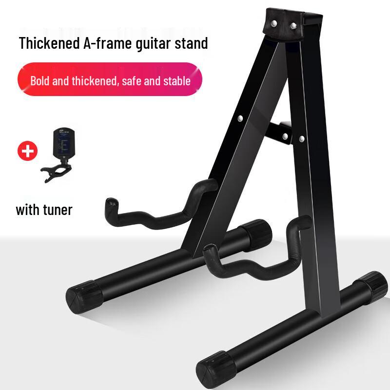 Universal Heavy-Duty A-Frame Guitar Stand with Tuner