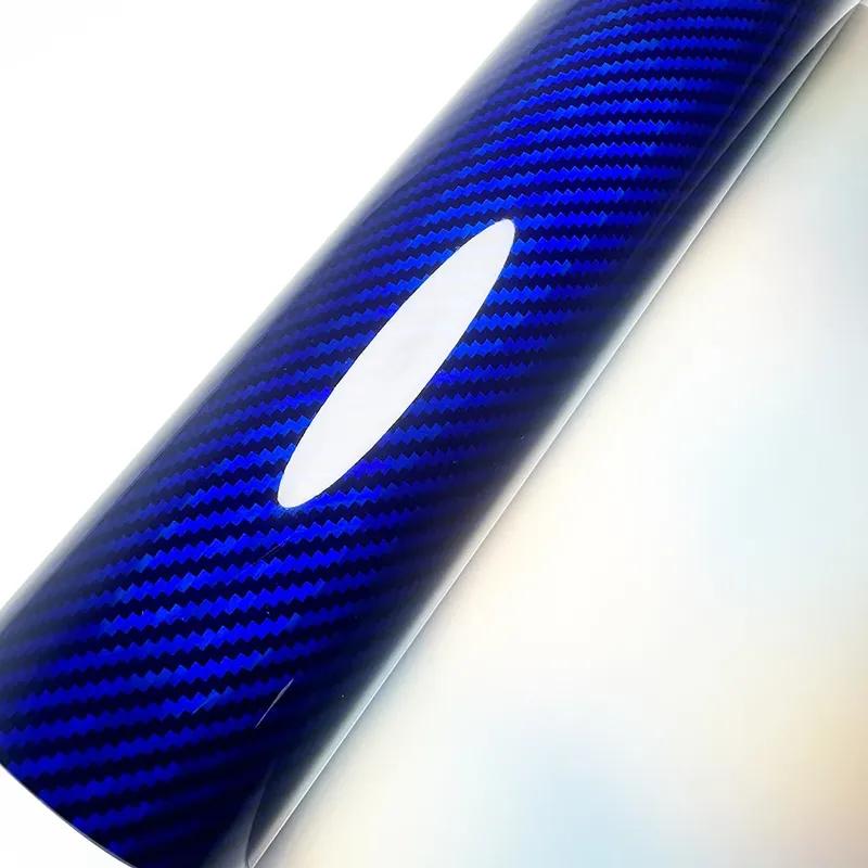 High Gloss Laser Blue Carbon Fiber Vinyl Film Motorcycle Body Stickers Rainbow Car Film Covers Accessories Wrap Foil Sticker