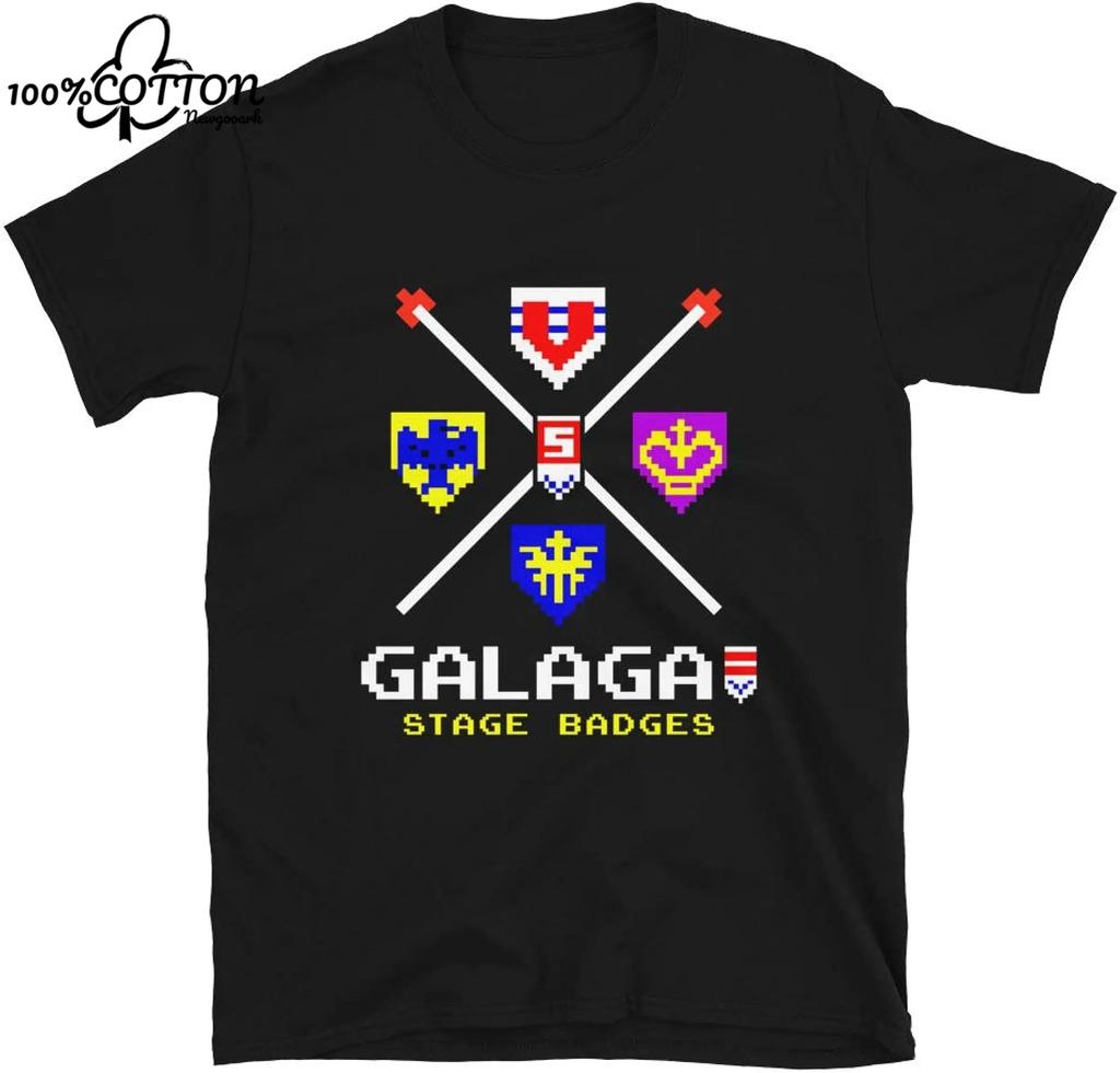LE Cool Arcade Galaga Video Game Retro Vintage 80s Invader Space Gaming Alien T Shirt for Men 100% Cotton