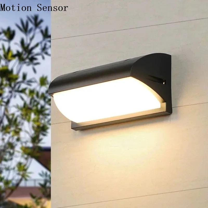 LED Motion Sensor Outdoor Wall Light IP65 Waterproof Modern Porch Lamp for Patio Balcony Garden Courtyard Entryway Lighting