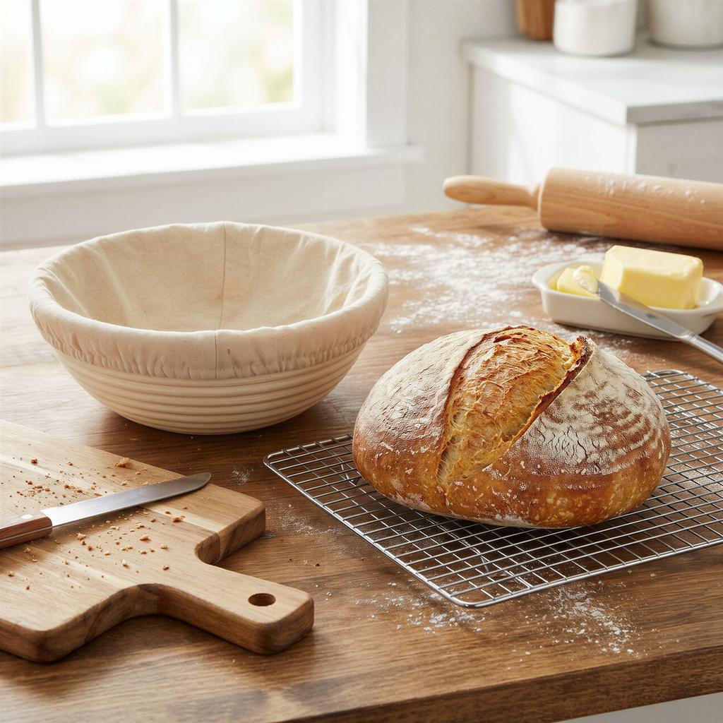 Ratan Basket 25Cm With Cover For Bread Proofing Ø 24.5Cm