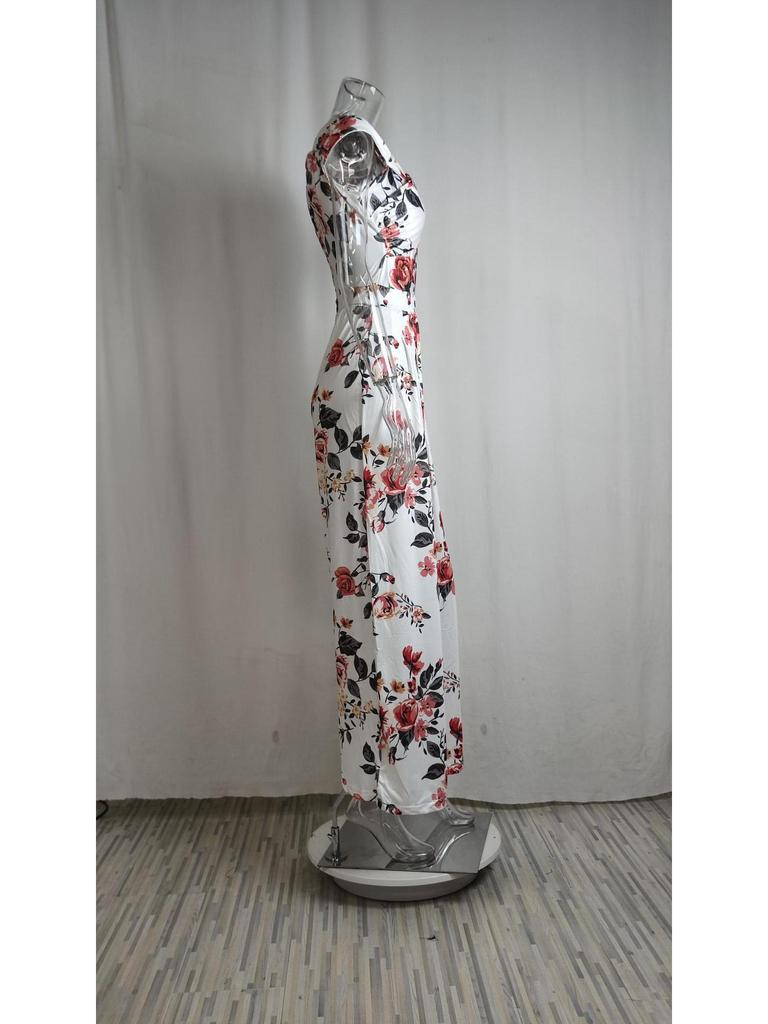 Chic One-Shoulder Printed High-Waisted Women's Jumpsuit