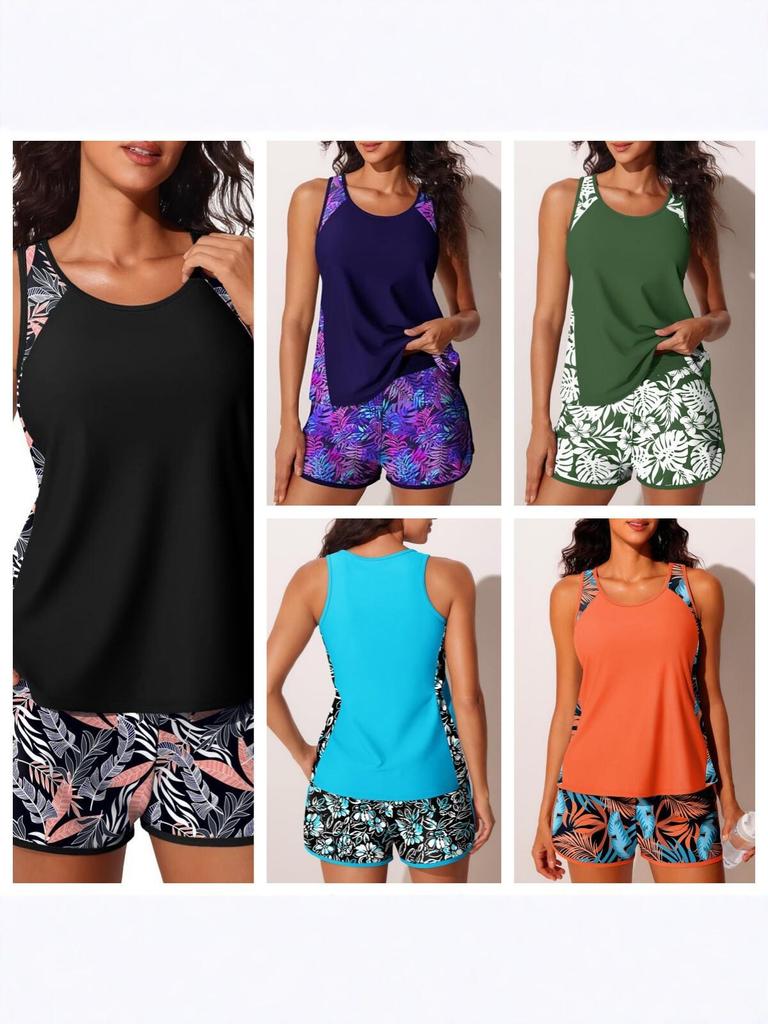 2026 European Style Sporty Two-Piece Swimsuit - Slimming, Flaw-Concealing Women's Swimwear
