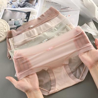 Women Seamless Panty Hipster No Show Invisible Ice Silk Stretch Underwear Bikini Underwear