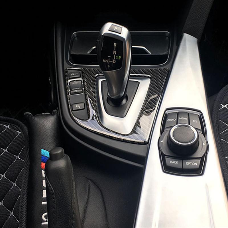 Carbon Fiber Car Center Control Gear Shift Panel Cover Stickers Interior For BMW F30 F34 3 Series 2013-2017 Auto Car