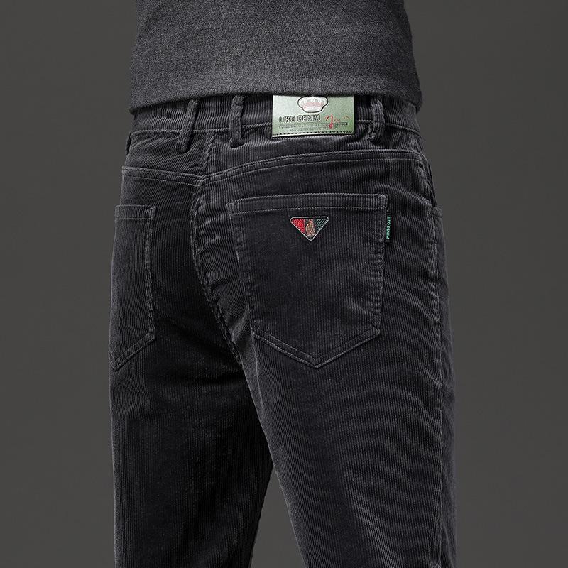 

Мужские вельветовые брюки прямого покроя стретч: Осенне-зимняя повседневная деловая одежда 34 серый