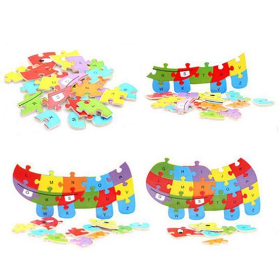 Fashion Wooden Animal Alphabet Lettter Puzzle Kids Educational Developmental Toy
