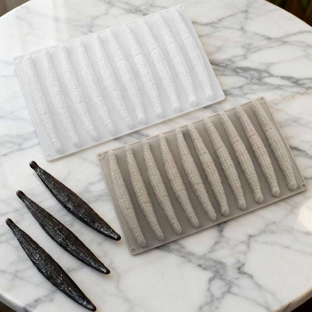 Design s 10 buňkami Forma na vanilkové lusky Silikon potravinářské kvality Flexibilní Forma na piškoty Opakovaně použitelná Tepelně odolná Forma na čokoládu