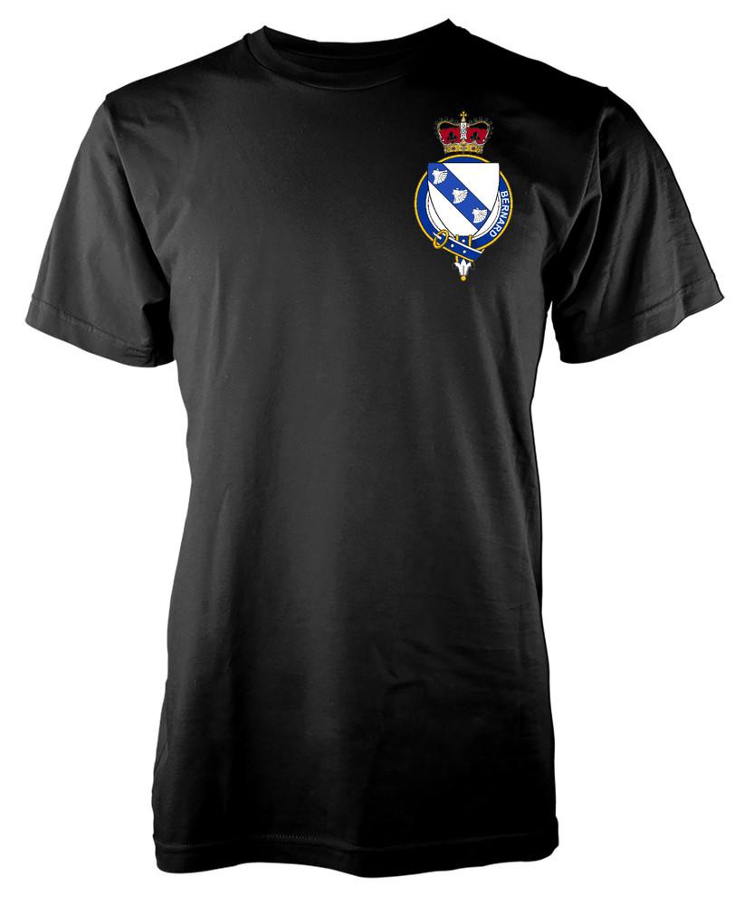 

Personalised Bernard Irish Family Name T-Shirt Crest Badge Coat Of Arms Adult 2XL
