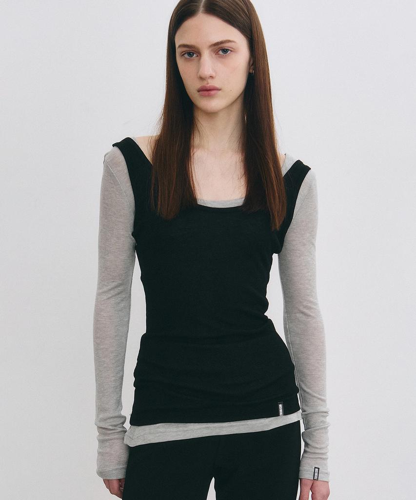 Nigaennikol Nicole Minimal Label Scoop Ls Top_Gray