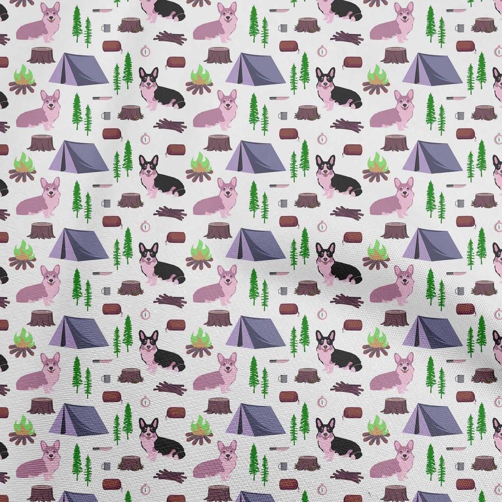 oneOone Cotton Flex Gray Fabric Floral & Puppies Sewing Craft Projects Fabric Prints By Yard 40 Inch