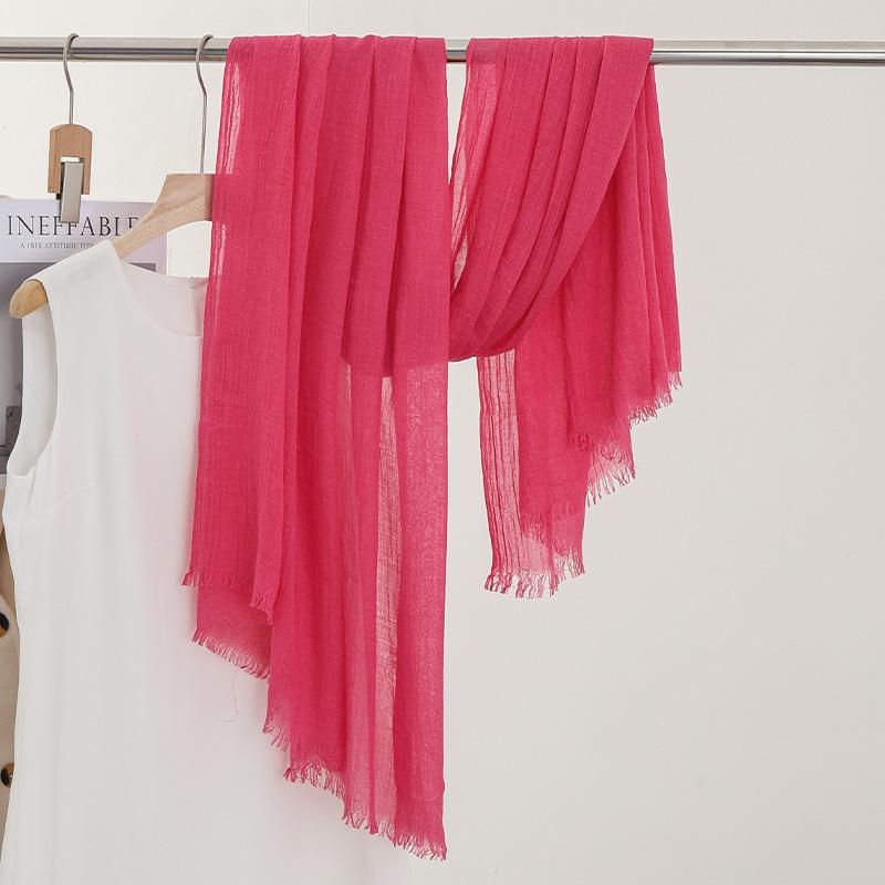 Monochrome Thin Scarf Women'S Sunscreen Shawl Solid Color Simple Imitation Cotton And Linen Silk Scarf High-End Yarn