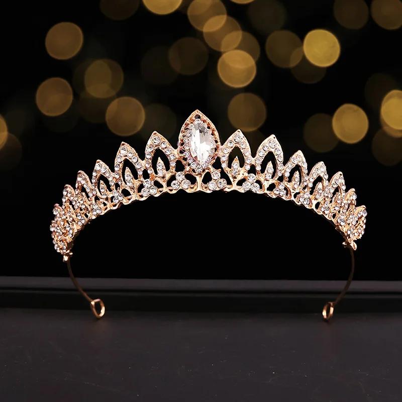 Goldfarbene Luxus-Kristall-Hochzeitstiara und Kronen Party Strass Abschlussball Braut Diadem Krone Tiara für Damen Braut Haarschmuck