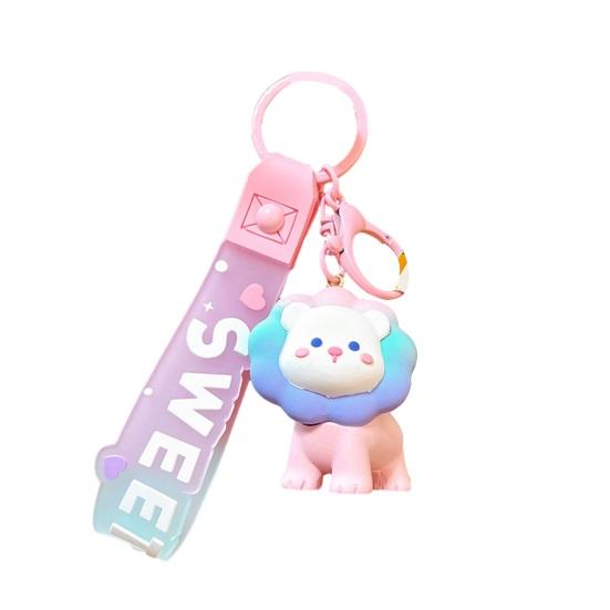 3D Cartoon Lion Keychain Cute Resin Animal Hanging Bag Charm for Purse Backpack