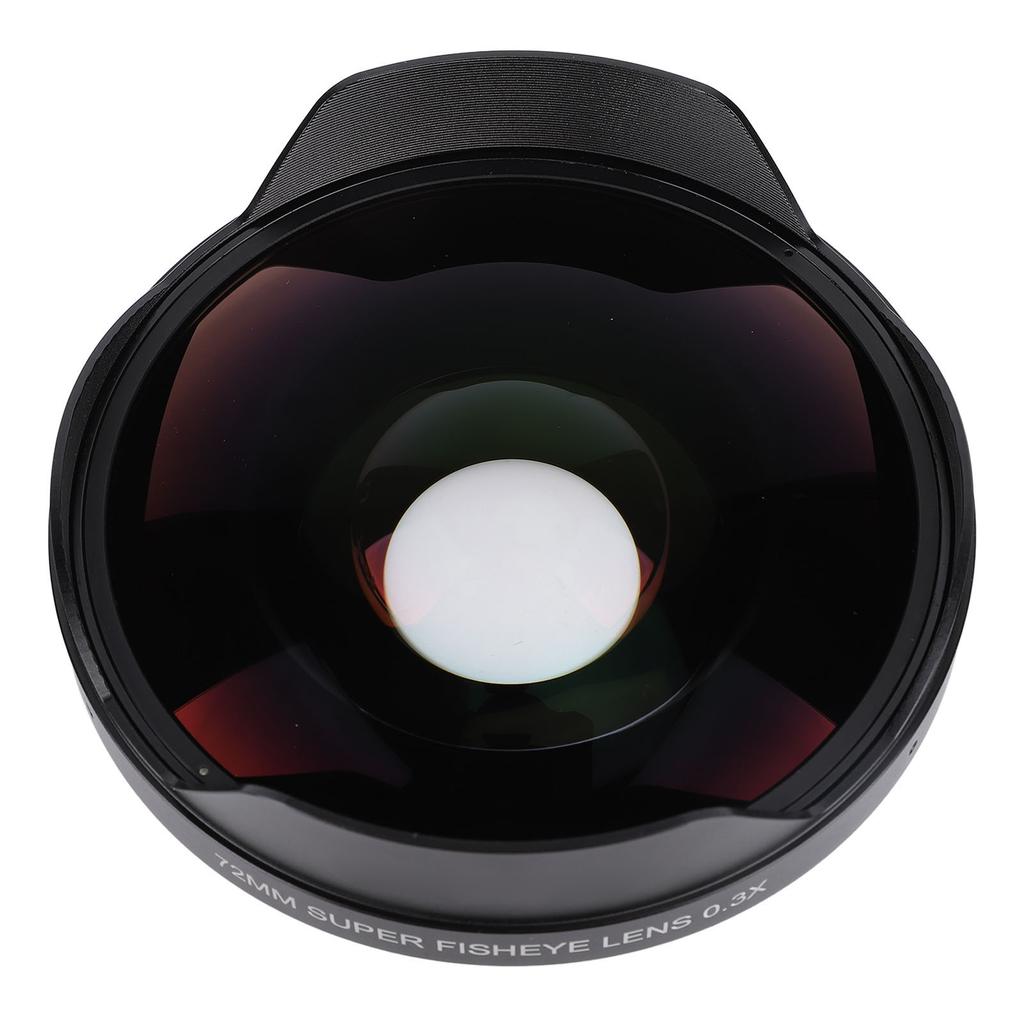 Lente Olho de Peixe 0.3X Montagem de Rosca 72mm Longa Profundidade de Campo Lente Olho de Peixe Grande Angular com Para-sol para Câmera de Vídeo