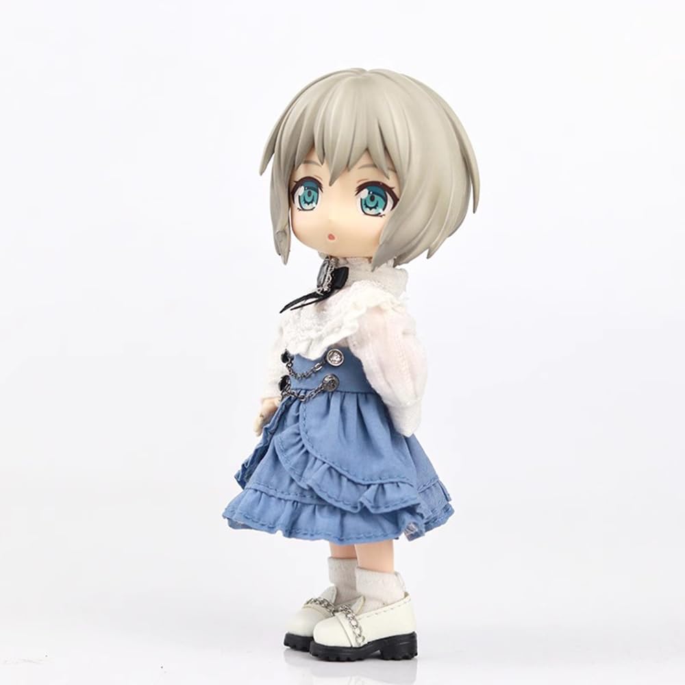 Obitsu 11 OB11 Size Outfit for Obitsu Doll 11cm Body: Blouse, Skirt, Dress with Ribbon, Lolita Style, Cute, 3-Piece Set (Blue)