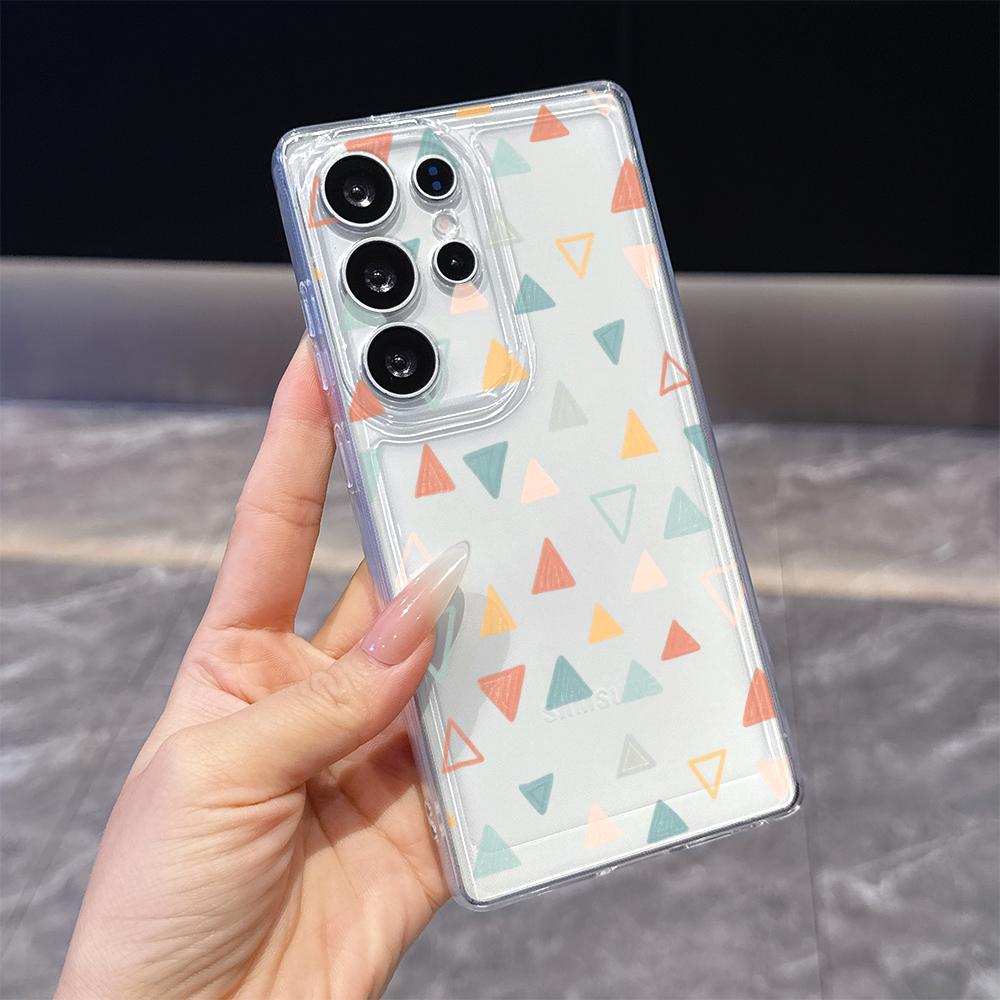 Pastel Triangles Pattern Phone Case for Samsung Galaxy S26 S25 S24 S23 S22 S21 S20 FE Plus Lucency TPU Protection Cover