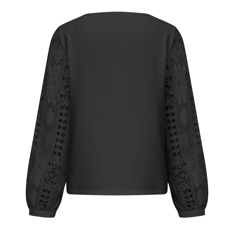 Jarní a podzimní dámská móda elegantní krajkový sestřih pletený peplum top