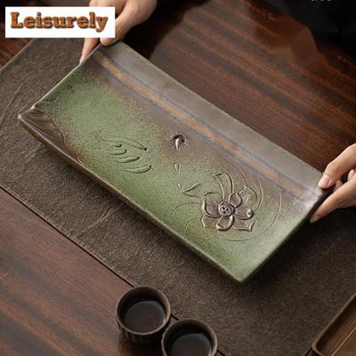 Antique Kiln Change Green Water Storage Pot Bearing Holder Ancient Dry Brew Table Tea Tray Base Tea Items Accessories Decoration