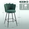Set of 2 Bar Stools, Bar Chairs with Backrest and Footrest, Steel Legs, 54 x 55 x 97 cm, Dark Green