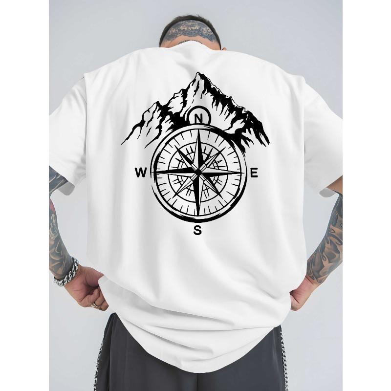 Men'S Trendy Summer Outdoor Sports T-Shirts , Stylish Prints, Relaxed Fit, Versatile Round Neck Design, And Breathable Comfort, Plus Size