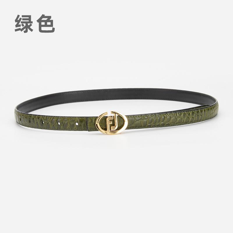 

New women s belt leather high-end niche design crocodile pattern versatile decorative jeans belt women 105*1.8cm зелений