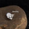 Retro Chinese Style Real Gold Zircon Stud Earrings with S925 Silver Needle - Light Luxury