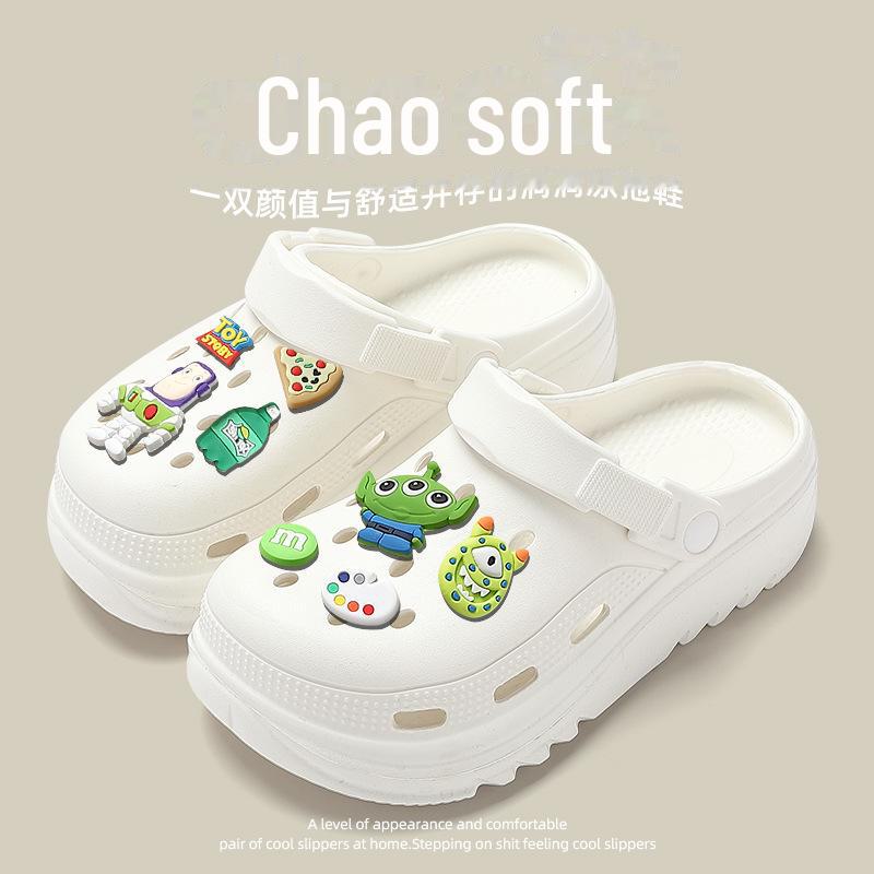 Damskor 2024 Sommartofflor med tjock sula: Inomhus, Utomhus, Strand, Baotou-stil