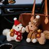 Adorable Plush Horse Mascots Keychain Featuring Festive Knitted Cap Scarf and Lucky Gold Ingot for Holiday Car Ornament Decoration