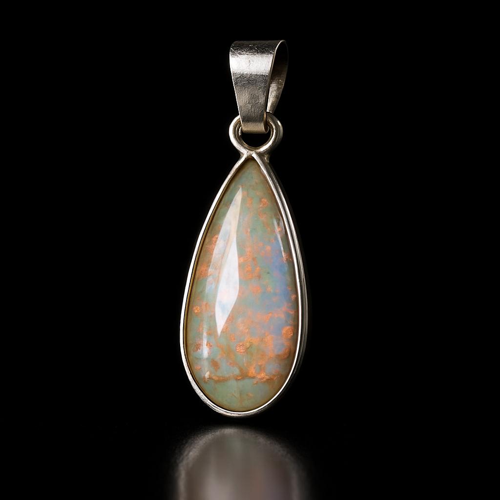 Natural Opal Pendant 925 Sterling Silver 16.45 ct Fire Pear October Birthstone for Gem Collections