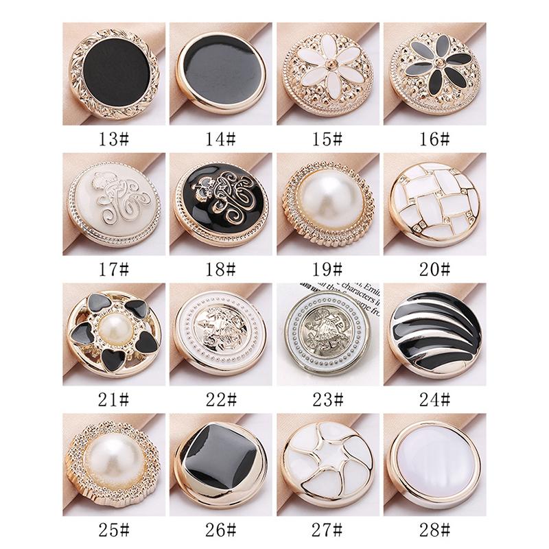 10 Stück 18/21/25mm Blume Perle Gold Kunststoff Schaft Knöpfe für Damen Bekleidung Jacke Pullover Nähzubehör Scrapbooking