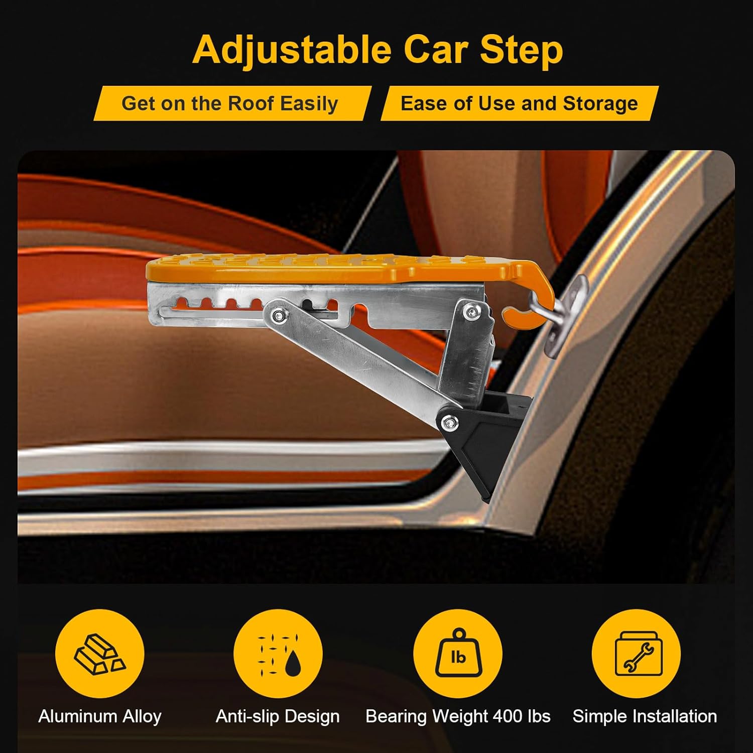 

Universal Car Door Step SUV Truck Foldable Door Latch Step with Adjustable Angle for Car Roof Access Silver