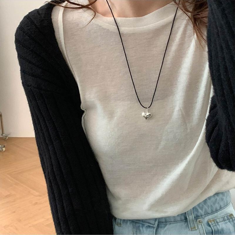 Fashion Trend Niche Sense Love Pendant Collarbone Chain Temperament Simple Cold Wind Adjustable Black Rope Necklace