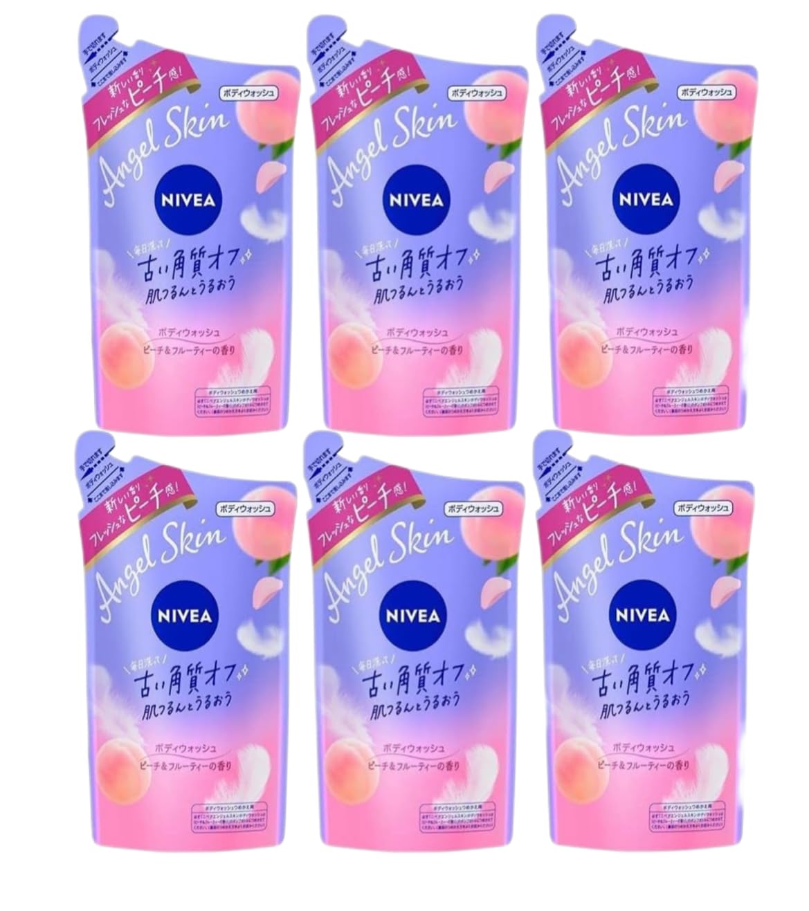 

Nivea Angel Skin Body Peach Fruity Set of 6 Wash, & Scent, Refill, 360ml,