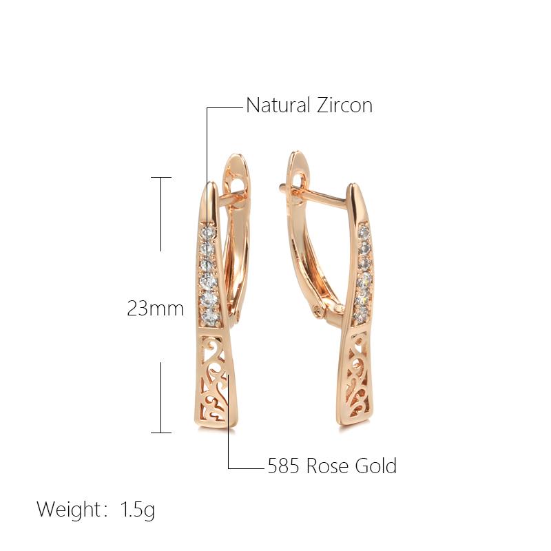 Unusual English Earings Fashion Jewelry  Rose Gold Color Natural Zircon Long Dangle Earrings Women Fine Daily Jewelry
