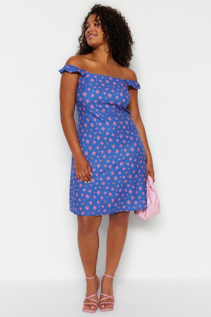 Women's Style Plus Size Multicolored Floral Mini Woven Dress