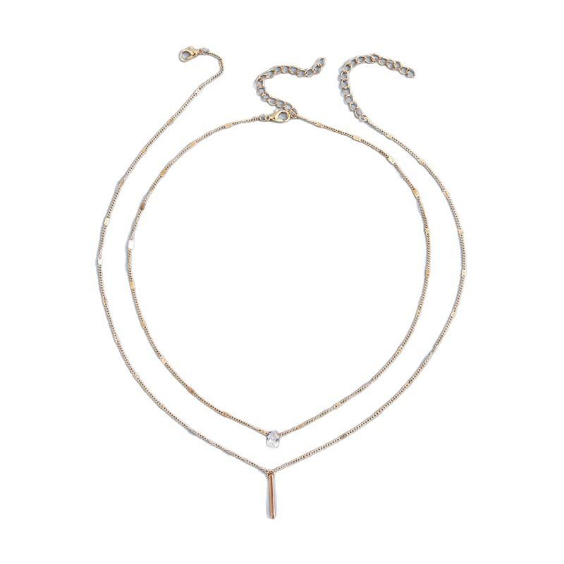 Women's Two-Piece Collarbone Chain, European American Fashion Versatile Double-Layer Stacked Long Tassel Pendant Necklace Jewelry