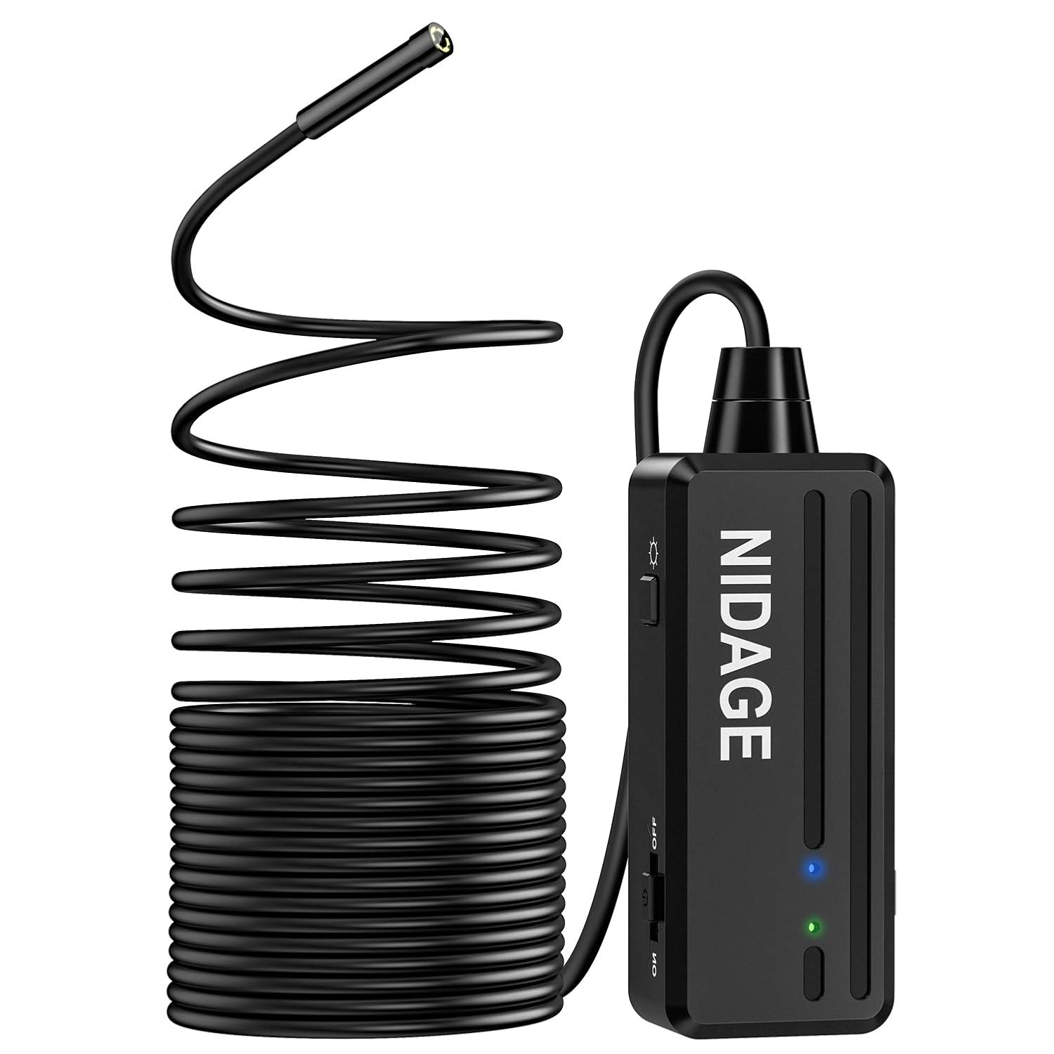 Wireless Endoscope NIDAGE 5.5mm WiFi Borescope 1080P HD Inspection Camera for iPhone Android, Semi-Rigid Snake Drain Sewer Cam IP67 Waterproof Bore 33FT