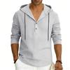 New Men’s Linen Plus-size Hooded Long-sleeved Top – Casual Plain-colour Hoodie