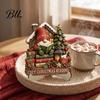 Holiday Tabletop Decorations 2D Flat Wooden Christmas Sign, Reading Gnome Nutcracker Snowman Santa Claus Ornaments Gingerbread Man Figurine,
