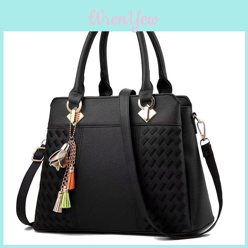 Stylish New Women's Shoulder Bucket Bag Modern Versatile Tote Handbag In Black And Blue