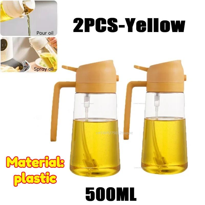 Oil Spray Pot 2-in-1 Plastic Household Kitchen Oil Bottle Nebulizing Mist Filling Cooking Oil Spray Pot Dual Use Camping