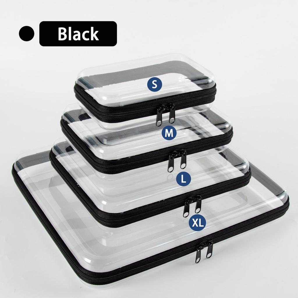 Large Clear Zipper Travel Organizer Bag for Pet Clothes & Toiletries - Hard Storage Box with High Capacity